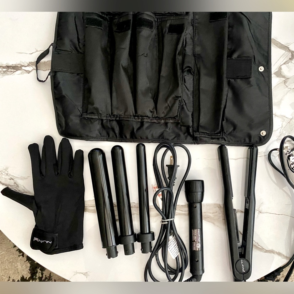 Curling wand set with flat iron